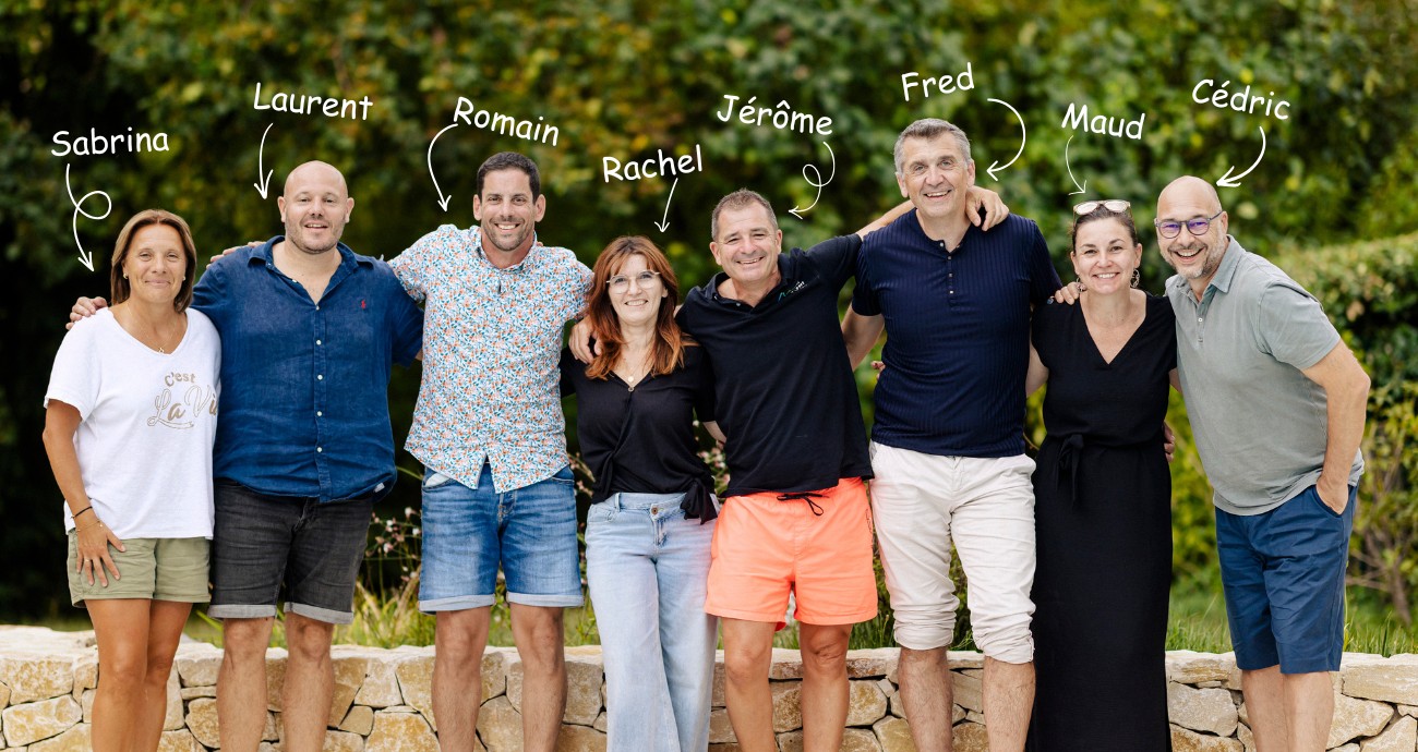 L'équipe Ose-formations : Sabrina, Laurent, Romain, Rachel, Jérôme, Frédéric, Maud et Cédric